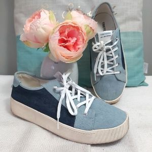 TRETORN Blaire light blue denim canvas platform sneakers
